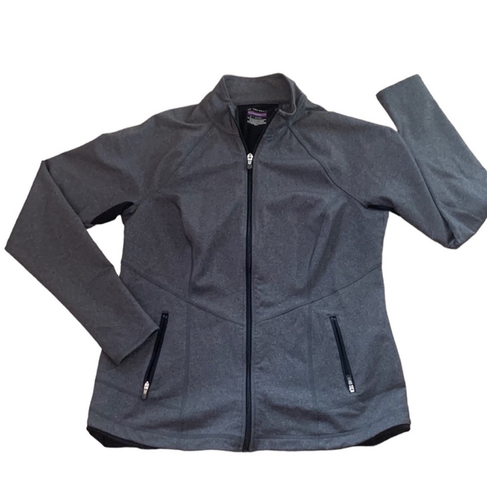 Tek Gear Gray Black Performance Running Workout Full Zip Jacket Size XL